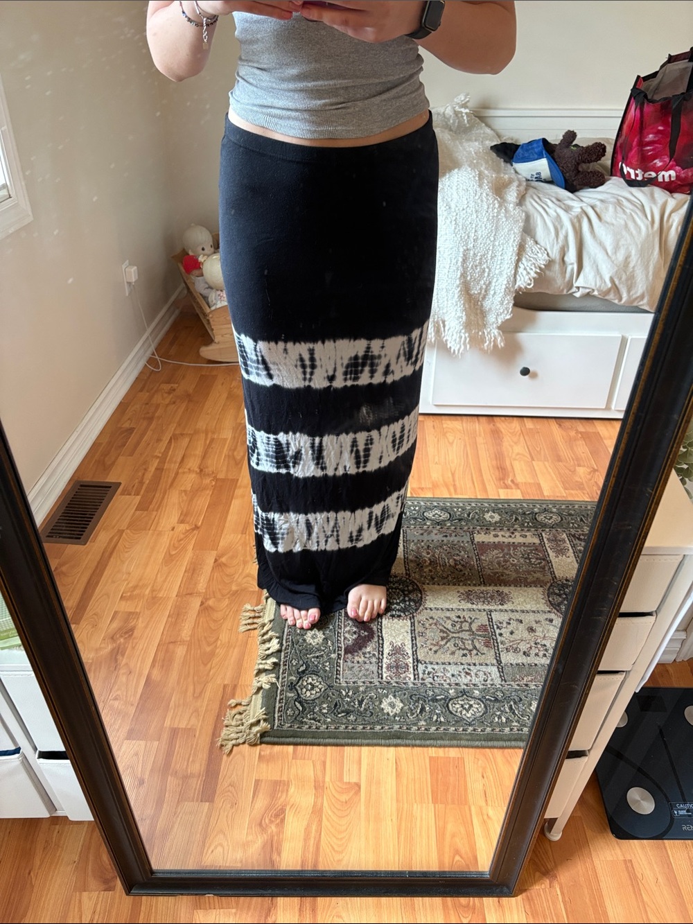 Buffalo David Bitton Black and White Tie-Dye Maxi Skirt